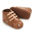 thumbnail image 6 of GYRATEDREAM Baby Boys Girls Frewalker Crib Shoes Infant Print Non-Slip Walking Shoes Toddler Soft Sole Bottom Shoes with Shoelaces Brown for 0-18 Months, 6 of 8
