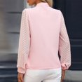 thumbnail image 3 of Women's Elegant V-Neck Blouse with Sheer Long Sleeves, Lightweight Chiffon Top for Work or Casual Wear, Pink, 3 of 4