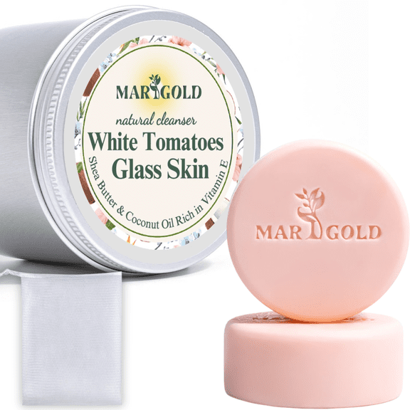 White Tomato Antioxidant Brightening & Moisturizing Facial Cleanser Bar – With Shea Butter, Coconut Oil & Vitamin E – Helps Even Skin Tone, Reduce Dullness & Boost Radiant Glow – 3.5 oz (Pack of 2)