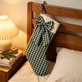 thumbnail image 4 of Aoyunhp 1Pc Burlap Christmas Stockings,Retro Bow Plaid Stripe Stocking,Rustic Jute Holiday Sock Decor for Mantel and Tree Bags for Candy and Farmhouse Xmas Decorations,Green, 4 of 4