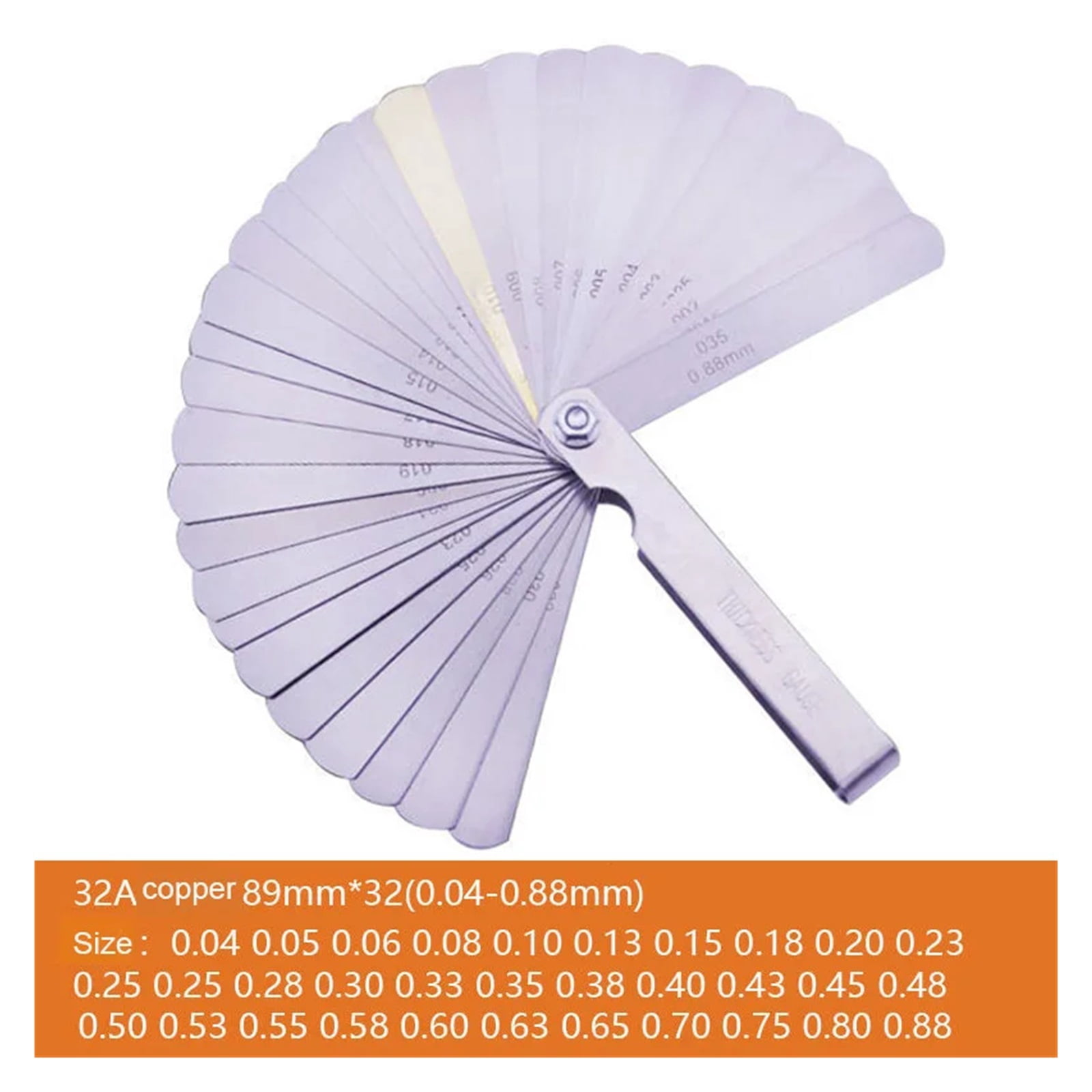 14/16/25/26/32Blades Metric Thickness Gage Set Tappet Valve Feeler Gauge/metric With Brass Measuring Range 0.04mm - 0.88mm ,Easy Identification