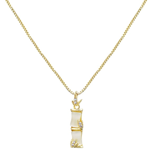 Collar de bambú con colgante pequeño y divertido para mujer (dorado)