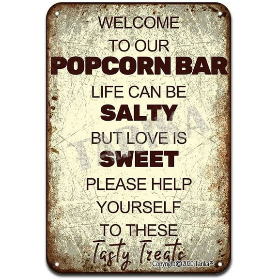 Welcome to Our Popcorn Bar Life Can Be Salty But Love is Sweet Iron Poster Painting Tin Sign Vintage Wall Decor for Cafe Bar Pub Home Beer Decoration Crafts