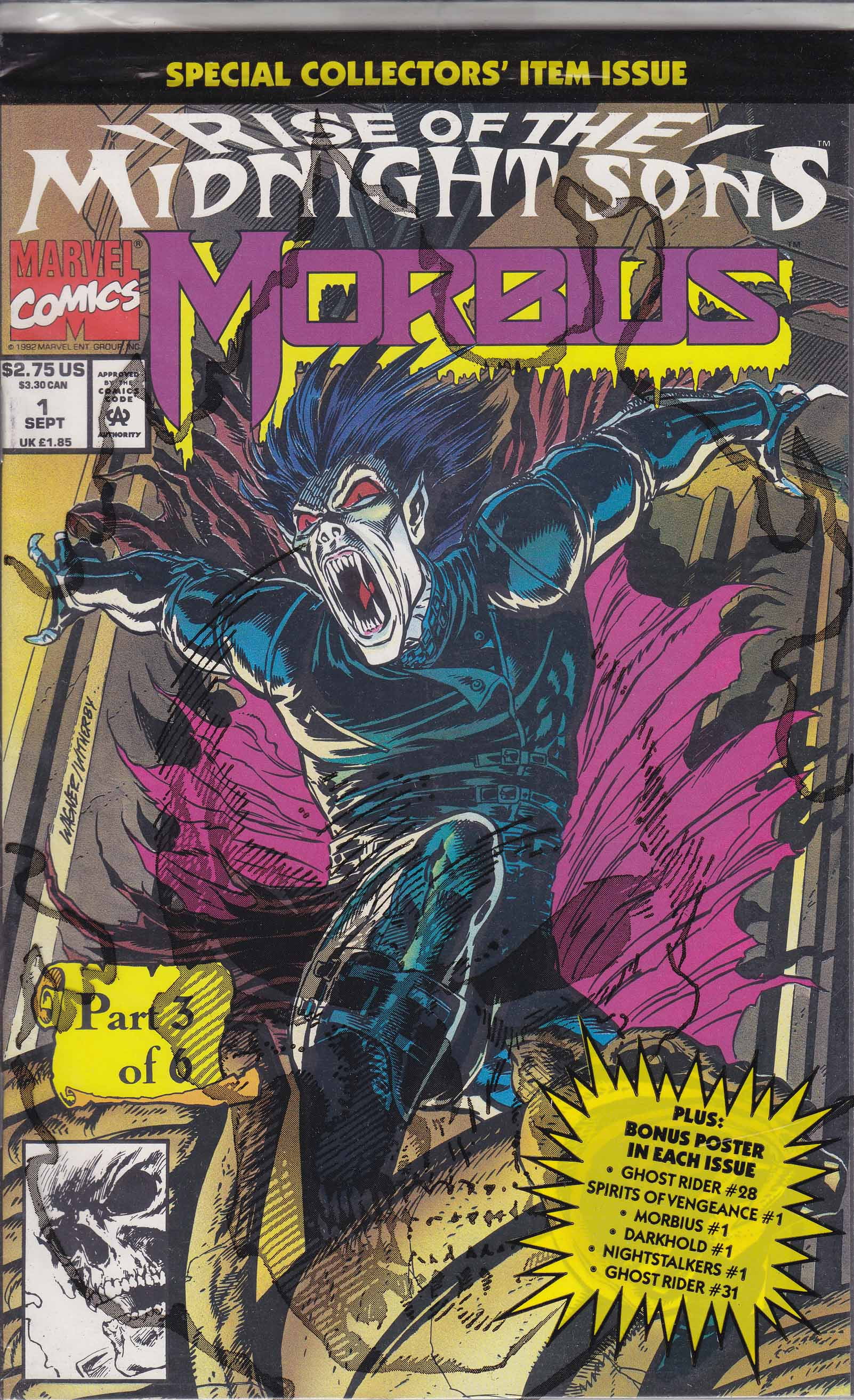 Morbius The Living Vampire 1 (with poster) VF ; Marvel Comic Book