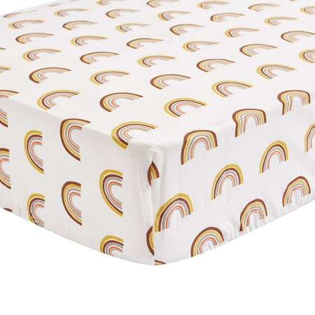 UPC: 0190945143938 | Levtex Baby – Zuma Crib Fitted Sheet – Fits Standard Crib and Toddler Mattress – Rainbows – Brown Ochre Grey and Cream – Nursery Accessories – 100% Cotton