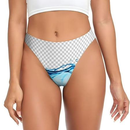 Qokaie Crystal Clear Water Splash Printed Women s Cotton Thong Underwear  Sexy Breathable Panties G-string-3X-Large