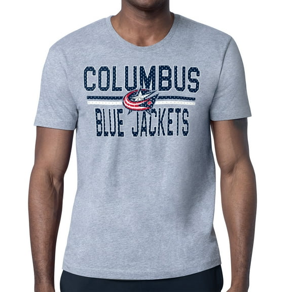 Men's Starter Heather Gray Columbus Blue Jackets Mesh Look Team Name T-Shirt