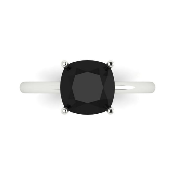 Solitaire Engagement Ring for Women - 2.5ct Natural Onyx in 14K White Gold Promise Ring