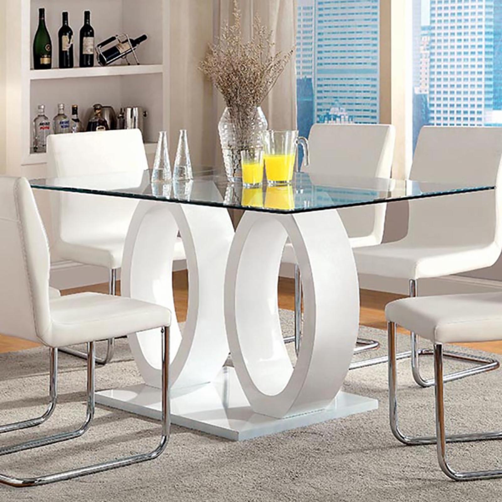 Furniture of America Damore Contemporary High Gloss Dining Table - image 5 of 9
