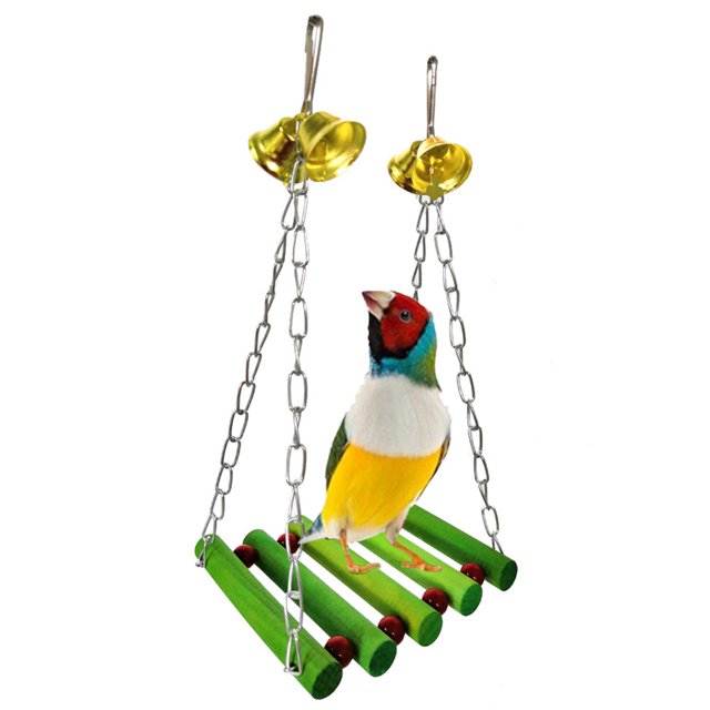 Bangcool Parrot Cage Toy Hanging Colorful Bird Perch Swing Parrot Chew Toy for Christmas