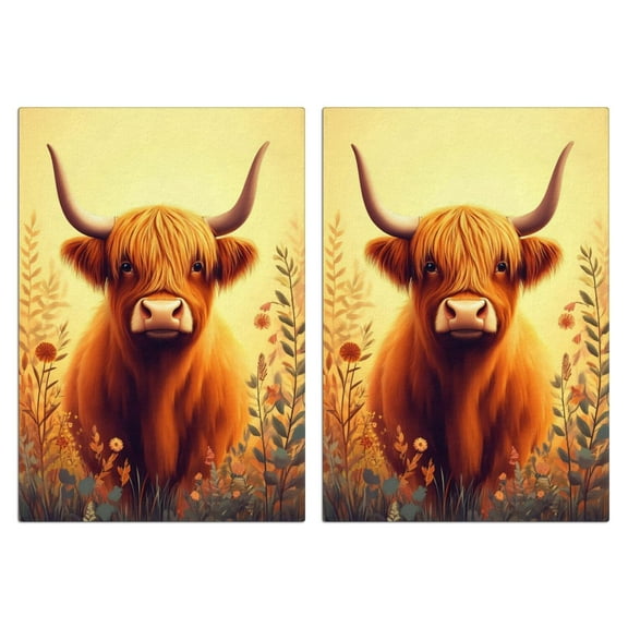 2 Pcs Funny Kitchen Towels,Highland Cow Microfiber Dish Towels,Kitchen Tea Towels,Kitchen Towel Set (18" X 26")