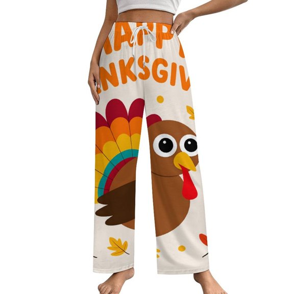 Autumn Happy Thanksgiving Turkey Pajama Pants Comfortable Elastic Waist Pajamas Fashion Sleepwear Bottoms Plus Size Homewear