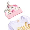 thumbnail image 3 of Esho Newborn Baby Girls Clothes, Toddler Girl Floral Romper Bodysuits+Long Pants+Hat/Headband Set, 3/4 Pieces, 0-24M, 3 of 7