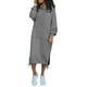 thumbnail image 1 of Vestido largo informal holgado con capucha y bolsillos para mujer - Vestido sudadera de felpa, capucha con cordón, abertura lateral, adecuado para otoño/invierno, tallas S-XXXXXL, 1 of 5