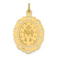 thumbnail image 3 of FB Jewels 14K Yellow Gold Solid Polished Satin Medium Fancy Pierced Oval Miraculous Medal Pendant, 3 of 4