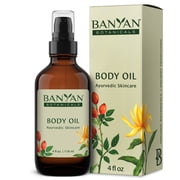 Banyan Botanicals Body Oil – Lightweight & Non-Greasy Body Oil – Ayurvedic Skin Care with Organic Jojoba Oil for Soft, Smooth Skin – 4 oz – Non-GMO, Cruelty Free, Paraben Free Massage Oil