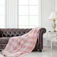 thumbnail image 2 of PiccoCasa Flannel Fleece Blanket Sofa Blankets for Couch Sofa, Pink and White King/90"x102", 2 of 8