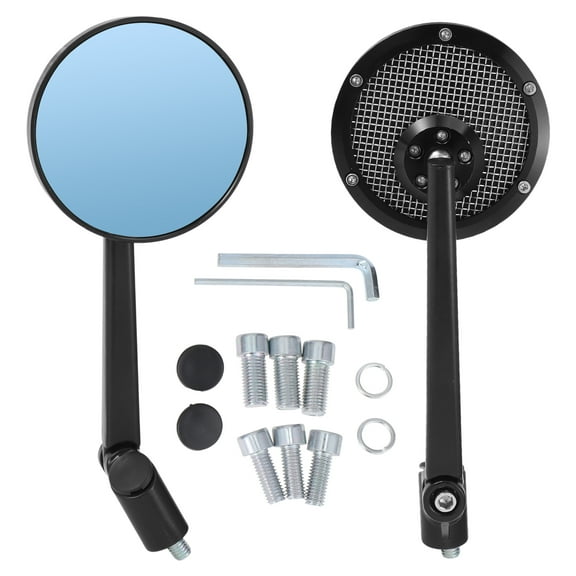 Unique Bargains 1 Pair Motorcycle Rear View Mirrors Handlebar Mirrors Aluminum Black Round