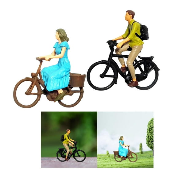 2x Figurines de Cycliste à l'Échelle 1/87 Minuscules Personnes pour la Mise en Page de Diorama