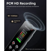 MECHEN V01 64GB Digital Voice Recorder with Password, Playback, USB, and Noise Reduction - Professional Dictaphone Sound Tape Recorder and MP3 Player Black