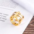 thumbnail image 2 of PAMTIER Women's Stainless Steel Roman Numerals 3 in 1 Ring White Shell Inlay Rotatable Trinity Wedding Band Gold Size 9.75, 2 of 5