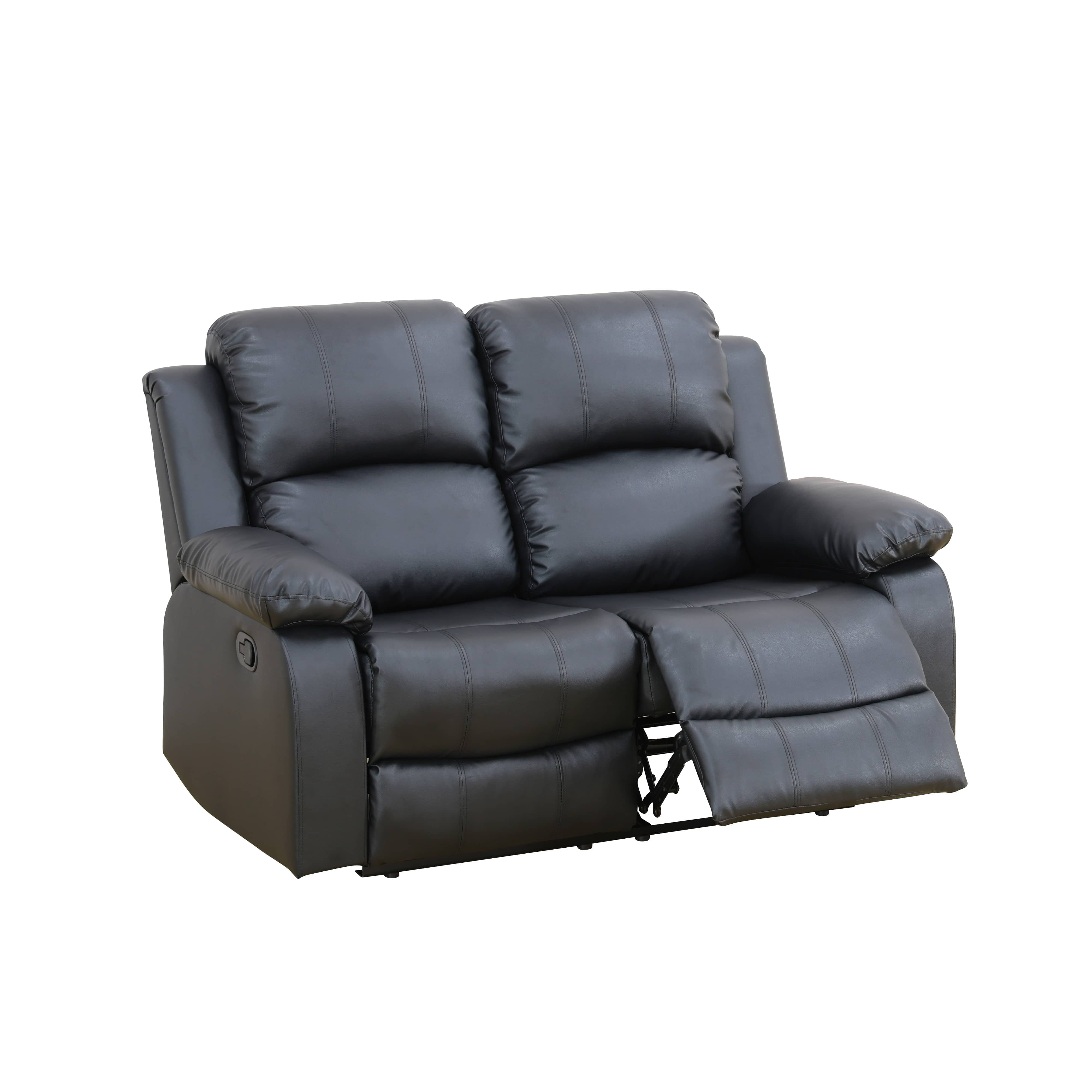 MAYEERTY 67" Modern Semi PU PVC Loveseat Business Function Sofa for Living Room，Black