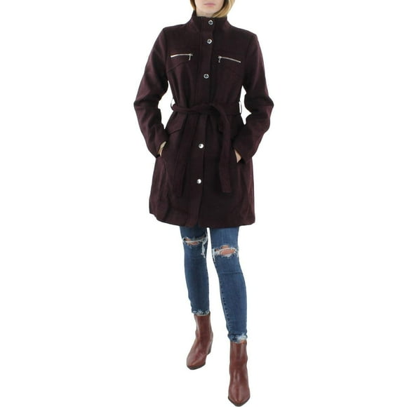 Vince Camuto Womens Warm Midi Wool Coat Purple L