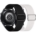 thumbnail image 1 of 2pack Nylon Bands Compatible With Samsung Galaxy Watch Active 2 Universal, 20mm Stretchy Sport Loop Breathable Wristbandwhite+ Black, 1 of 4
