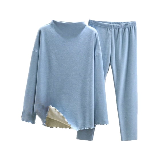 Lopecy-Sta Womens Pajamas Set 2 Piece Lounge Wear High Neck Long Sleeve Tops & Pjs Bottoms Home Clothes Pajamas Set Casual Loungewear Sleepwear Sets