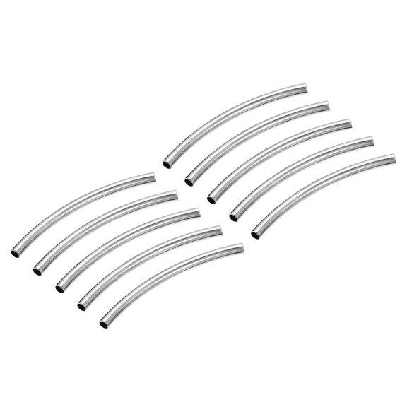 Uxcell 2mmx1.6mmx30mm Brass Curved Noodles Tube Beads Silver 200 Pack