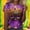 25#Purple, variant on DPTALR Mardi Gras Women's Fashionable Printed Round Neck Short Sleeved Loose Casual T-shirt,Purple,Size XL