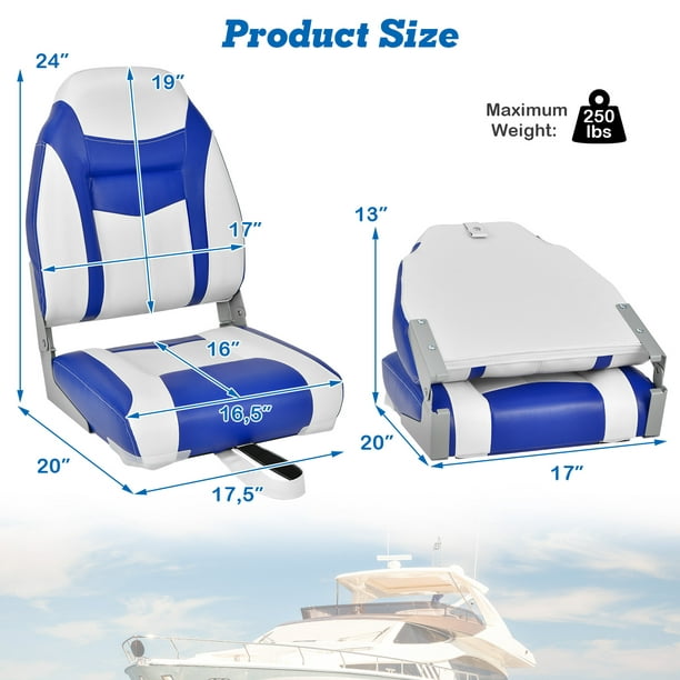 Topbuy 1pc High Back Boat Seat, Folding Fishing Seat w/ Soft