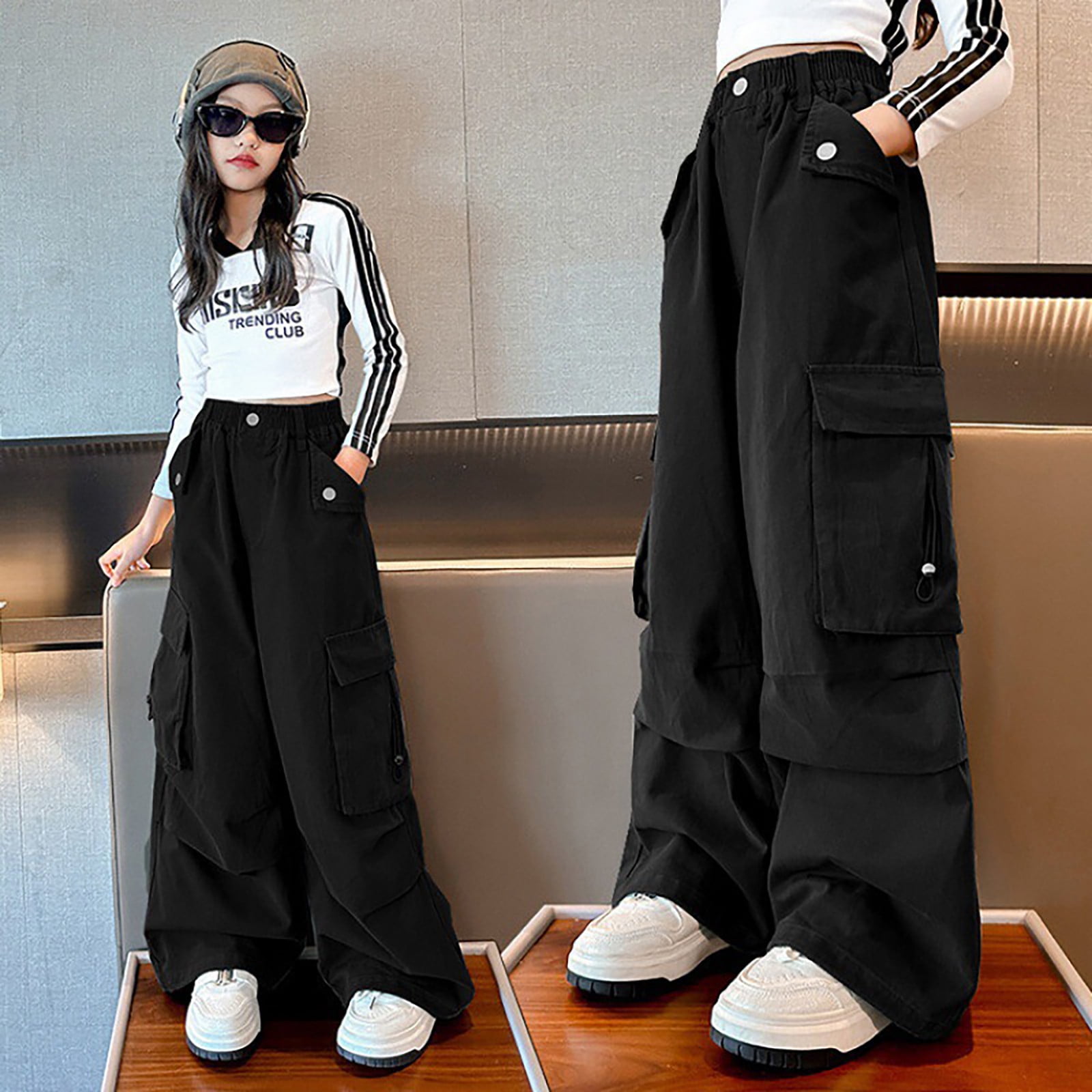 Gyexs Girls Wide Leg Jeans Size 14-15 Waterproof Outdoor Cargo