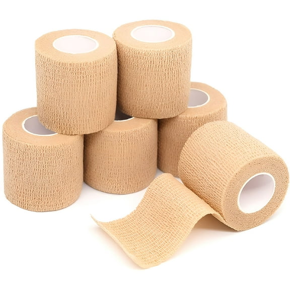 QARUN 6 Pack Self Adhesive Bandage Wrap 2"x 5 Yards Non-Woven Cohesive Wrap Rolls Elastic Self-Adherent Tape for Knee,Wrist,Ankle