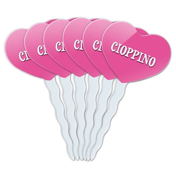 Cioppino Heart Love Cupcake Picks Toppers - Set of 6