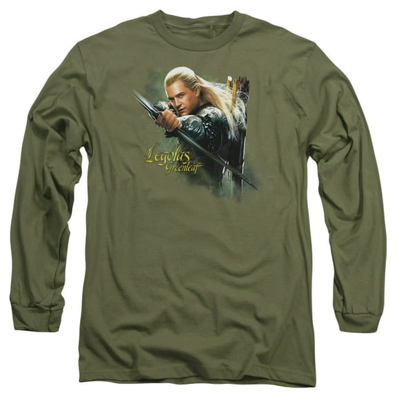 Hobbit Legolas Greenleaf Long Sleeve Adult 18/1 T-Shirt -Military Green