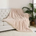 thumbnail image 6 of YJ.GWL Soft Plush Sherpa Fleece Throw Blanket Warm Fluffy Jacquard Striped Blankets for Sofa Couch Bed Living Room,50"x60",Cream White, 6 of 6