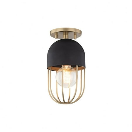 

-One Light Flush Mount in Style-5.5 inches Wide By 10.25 inches High-Aged Brass Black Finish Bailey Street Home 735-Bel-2692930