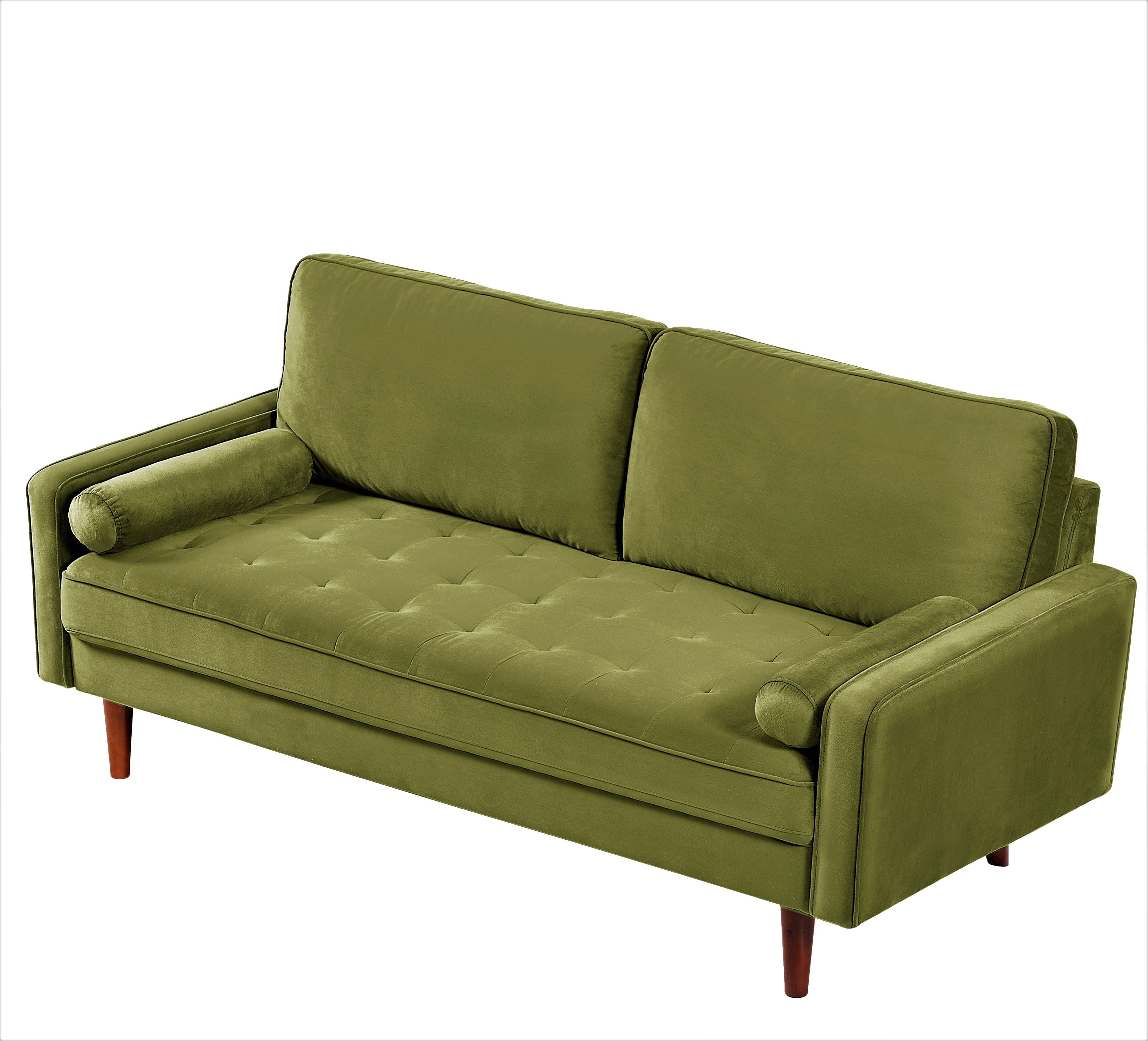 US Pride Furniture Monahan 70''W Velvet Tufted Sofa Olive Green
