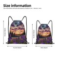 thumbnail image 2 of Fuzoiu Starry Night Purple Irises Print Drawstring Backpack for Gym, Travel, Yoga,Sports Sackpack String Bag for Women Men-Small, 2 of 6