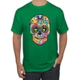thumbnail image 1 of Wild Bobby Dean Russo Colorful Sugar Skull Streetwear Men Graphic Tee, Kelly, 3X-Large, 1 of 5