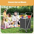 thumbnail image 5 of Large Shopping Cart with Brake,Grocery Cart on Wheels, Foldable Utility Shopping Carts with Double Basket and 360° Rolling Swivel Wheels for Groceries Laundry, 5 of 10