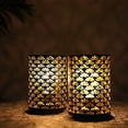 thumbnail image 5 of Set of 2 Bronze Battery Powered Decorative Lamp, Metal Outdoor lantern, Cordless Table Lamp with Hollow Pattern, 5 of 9