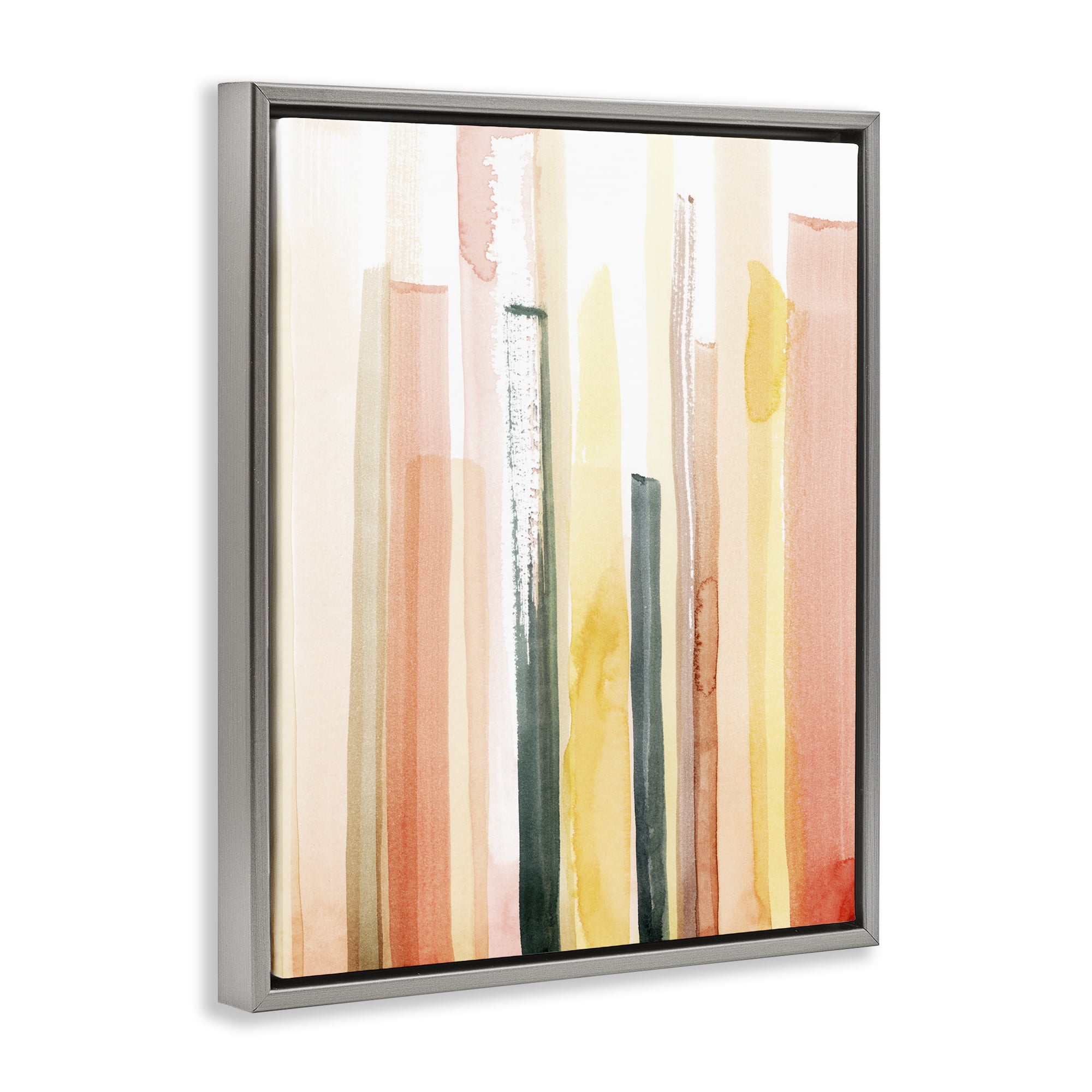 Stupell Industries Coral Reach Watercolor Abstract Painting Gray Floater Framed Canvas Art Print Wall Art, 17 x 21