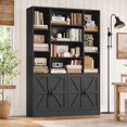 thumbnail image 6 of Hiphuta 75" Tall Modern Bookcases with 2 Double Door Cabinet, 47"Wide Wooden Storage Bookshelf for Living Room Home Office Entryway, Black, 6 of 6