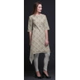 thumbnail image 2 of Bimba Gray Leaf Floral Printed Asymmetrical Kurti Tops For Women Indian Summer Dress Tunic Large, 2 of 6