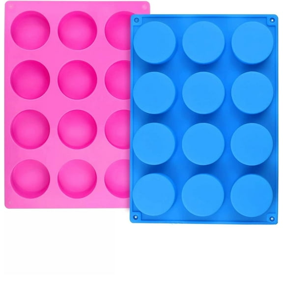 Round Soap Molds,2PCS Silicone Soap Molds for Soap Making 12Cavity Cylinder Silicone Mold for Lotion Bars,Bath Bombs,Shower Steamer,Shower Tablets, Beeswax,Candles