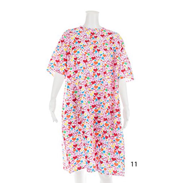 Women's Adaptive Flannel Backwrap Gown (Medium, It's Happy Time - 11)