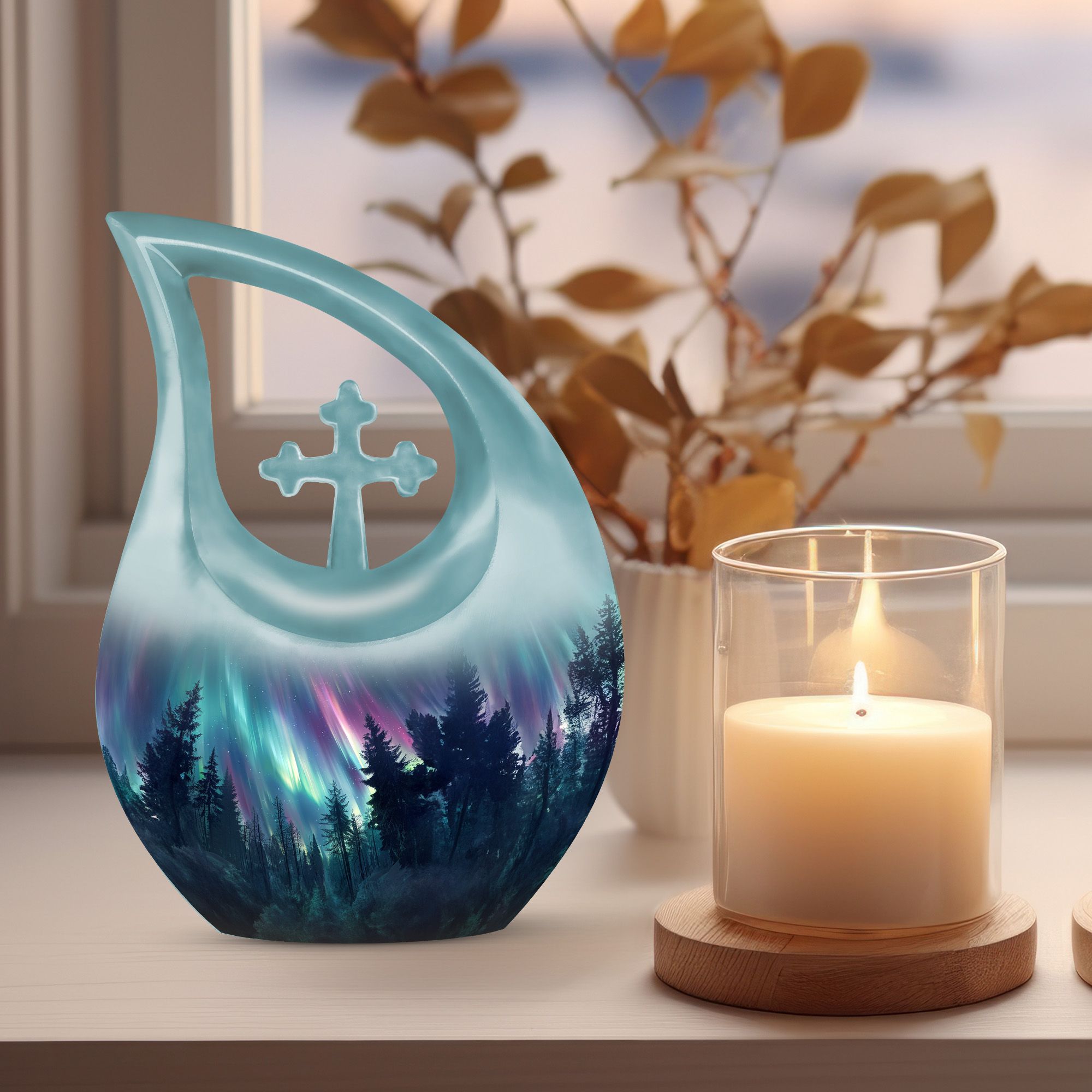 MUKTIVE Aurora Large Funeral urns for Human Ashes Adult Women - Memorial urn for Human Ashes Adult Male - Cremation Ashes 10 inch