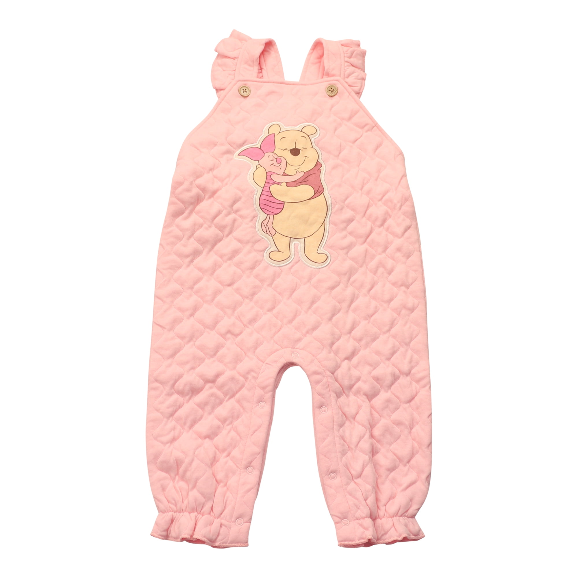 Disney Clothes Baby Girls 2-Piece Overall Set – Long Sleeve Top with Suspender Romper Minnie, Pooh, Bambi & Marie (Newborn–Infant)